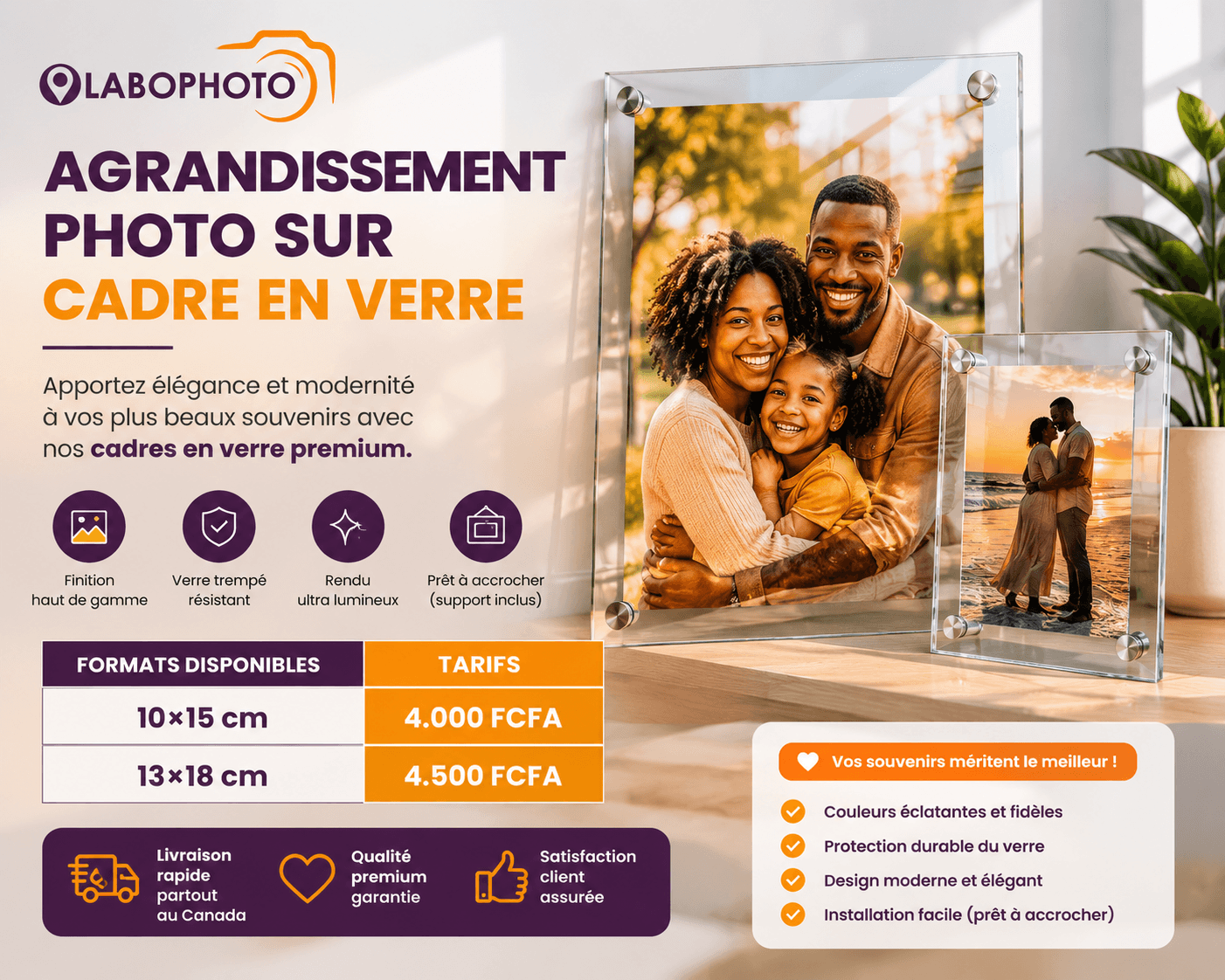 Agrandissement photo — cadre en verre