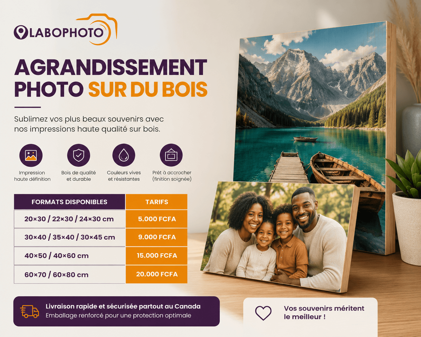 Agrandissement photo sur bois